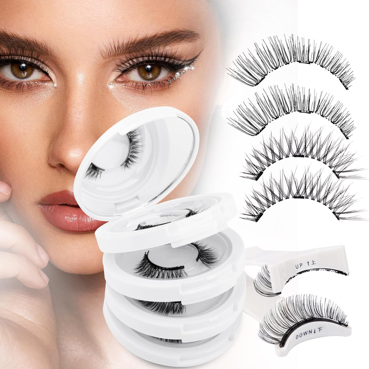 Wendy Lashes 4 Pairs Reusable Magnetic Eyelashes Kit - Waterproof, Natural Look, No Glue Needed