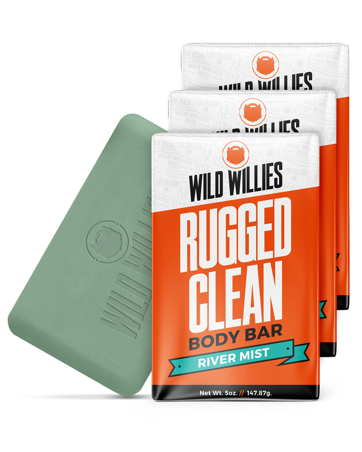 Wild Willies Moisturizing Bar Soap For Men - Odor Protection, River Mist Scent, 3 Pack