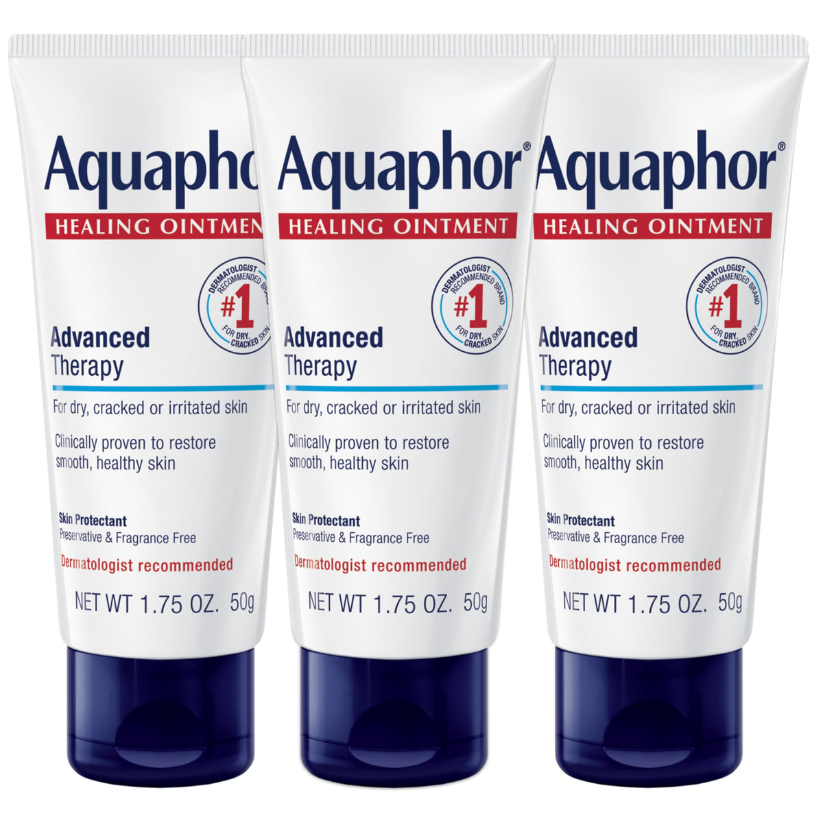 Aquaphor Healing Ointment, Advanced Therapy Skin Protectant, 1.75 Oz Tube, Pack Of 3