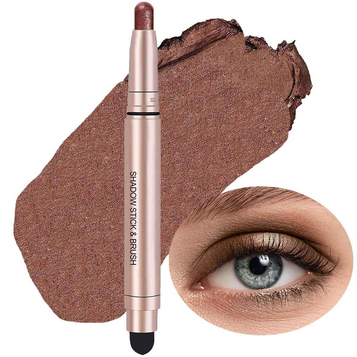 Saubzean Brown Eyeshadow Stick Makeup, Waterproof Matte Cream Pencil, Long Lasting Shimmer