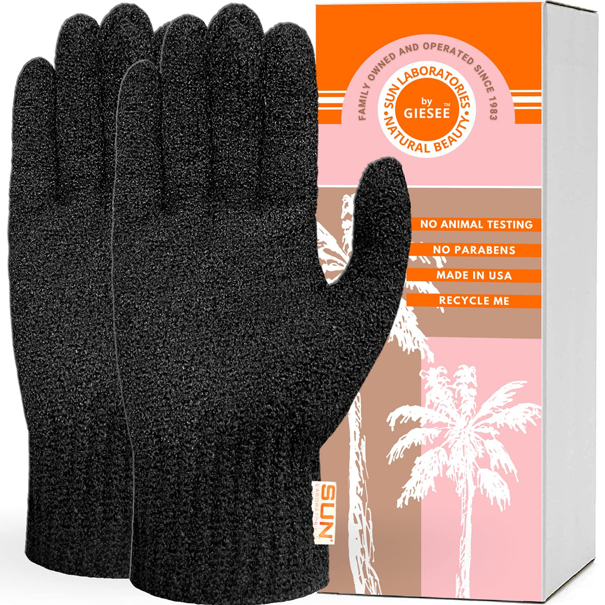 Sun Laboratories Exfoliating Glove - Tan Remover Mitt For Deep Exfoliation & Smooth Skin, 2 Pack