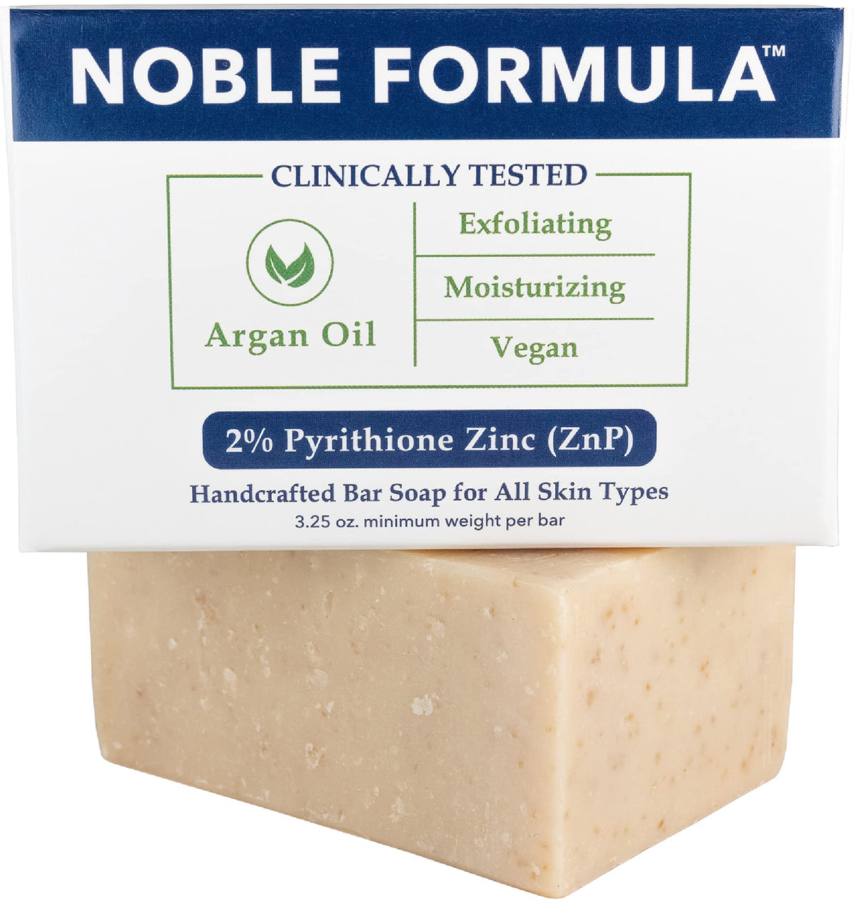 Noble Formula Zinc Bar Soap With Vegan Argan Oil - 2% Pyrithione Zinc For Acne & Eczema, 3.