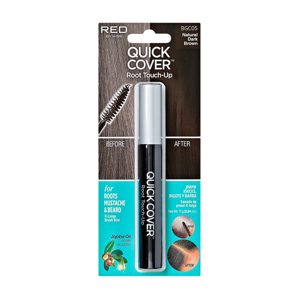 Red By Kiss Quick Cover Gray Concealer Mascara - Natural Dark Brown, Water-Resistant, 0.24 Oz