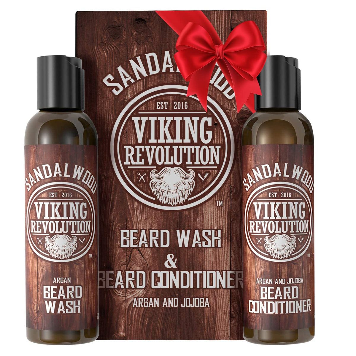 Viking Revolution Beard Wash & Conditioner Set - Argan & Jojoba Oils, 5Oz - Softens & Strengthens