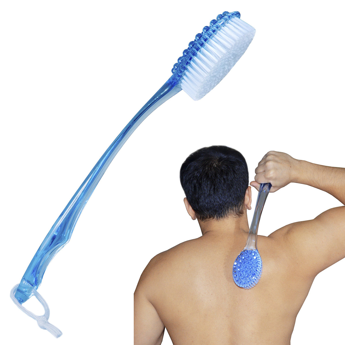 Bnyd Bath Brush 14&quot; Long Shower Body Back Scrubber Massager - Blue, Plastic, 1 Count