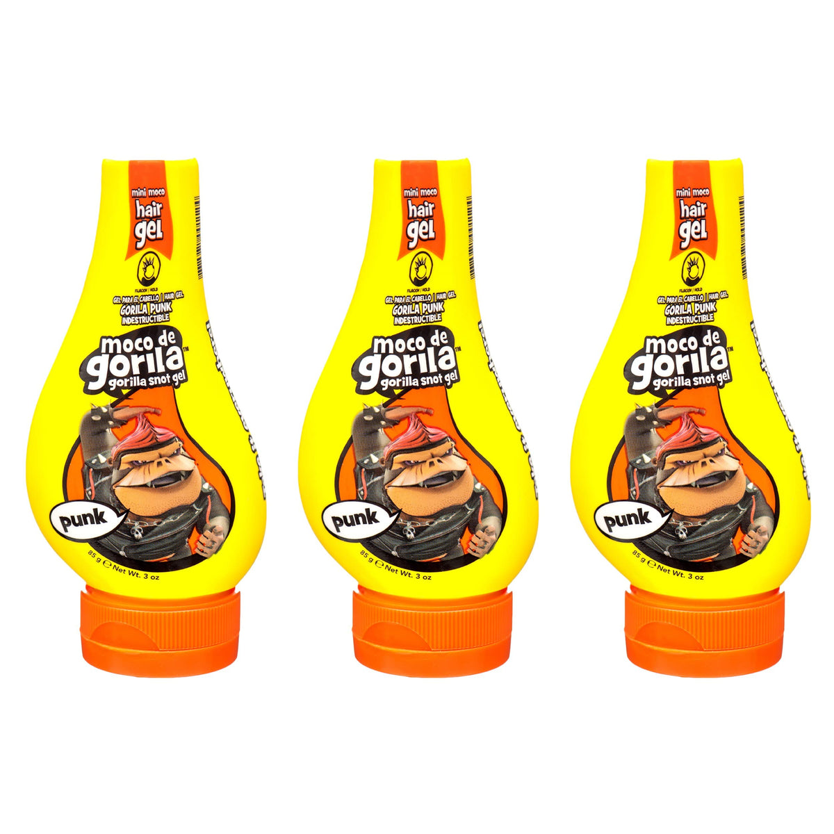 Moco de Gorilla Gorilla Snot Hair Gel, Mini Punk 3 oz (3-Pack) - Travel Size Hair Styling Gel