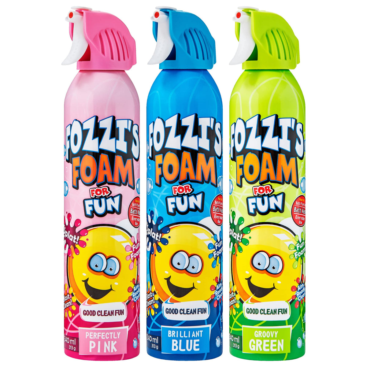 Fozzi'S Bath Soap Foam For Kids - Perfectly Pink, Brilliant Blue, Groovy Green (11.04 Oz X 3