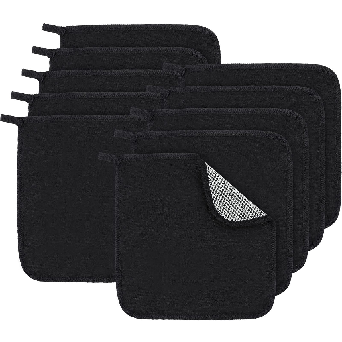 Tudomro 10 Pcs Black Exfoliating Washcloths For Body & Face, Double Sided Scrub Cloths