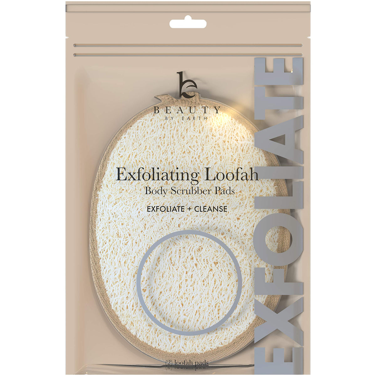 Beauty By Earth Exfoliating Loofah Sponge Body Scrubber - 2 Natural Sponges For Dead Skin Removal