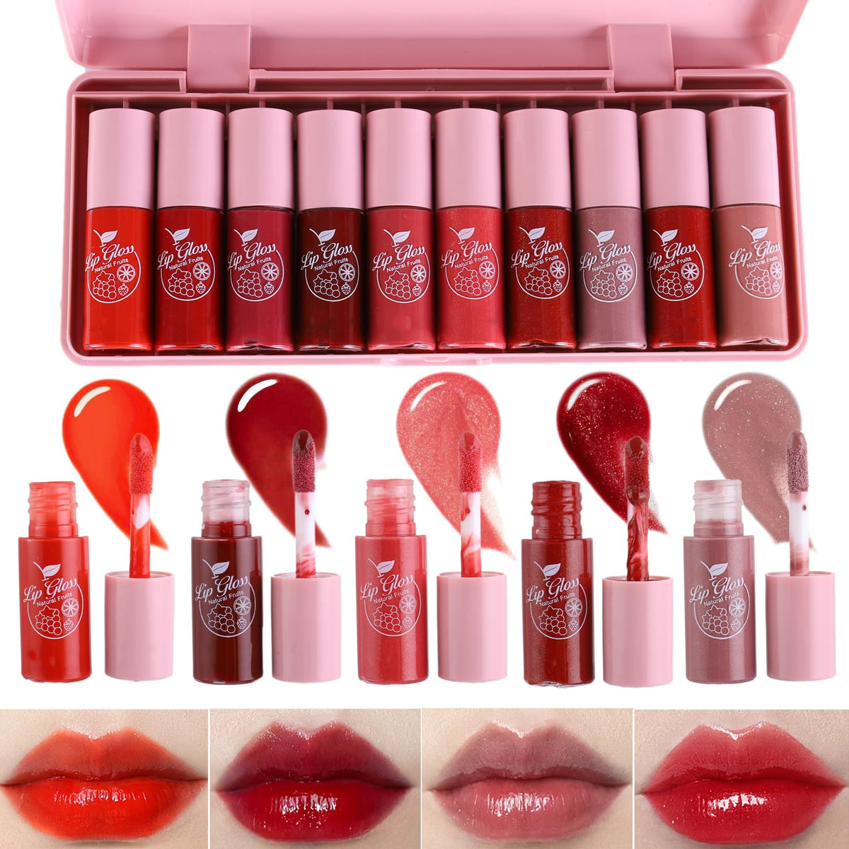 Luxsea 10 Colors Lip Stain Set - Long Lasting Waterproof Tinted Cheek & Lip Tint, 0.10 Fl Oz