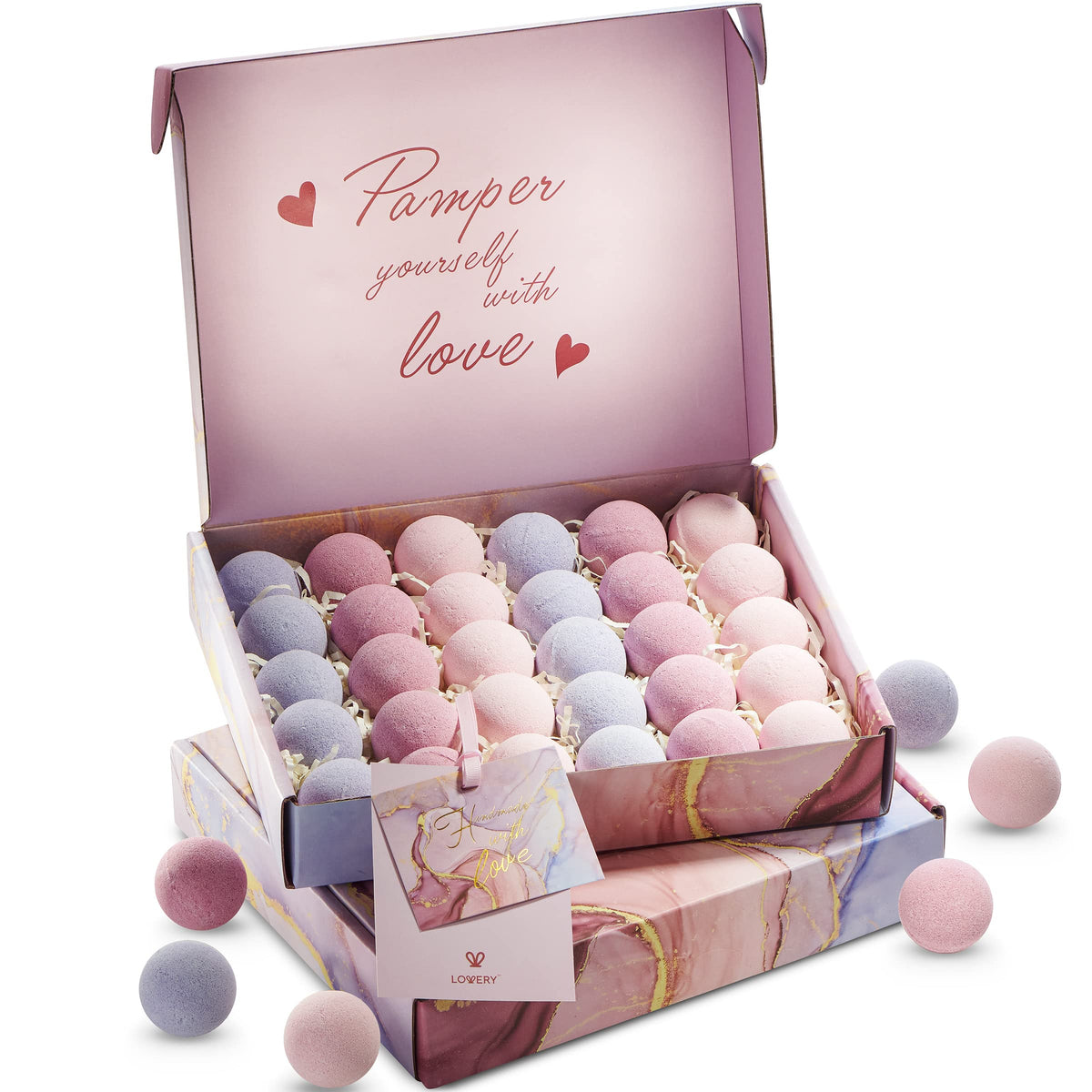 Lovery 30Pc Bath Bombs Gift Set - Handmade, Multi Scents, Aromatherapy - Perfect For Women & Moms