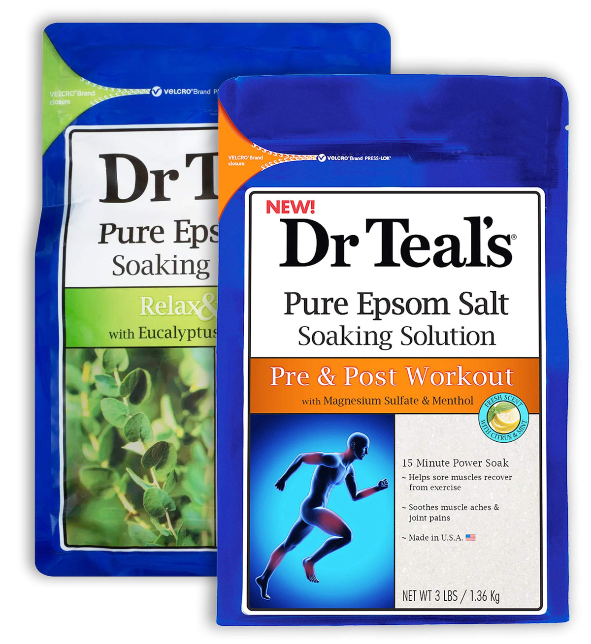 Dr Teal'S Epsom Salt Bath Combo Pack, 6 Lbs - Relax & Relief With Eucalyptus & Spearmint