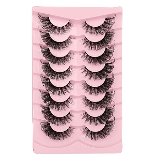 Gmagictobo 3D Faux Mink Cat Eye False Eyelashes - 8 Pairs Fluffy Natural Look Black