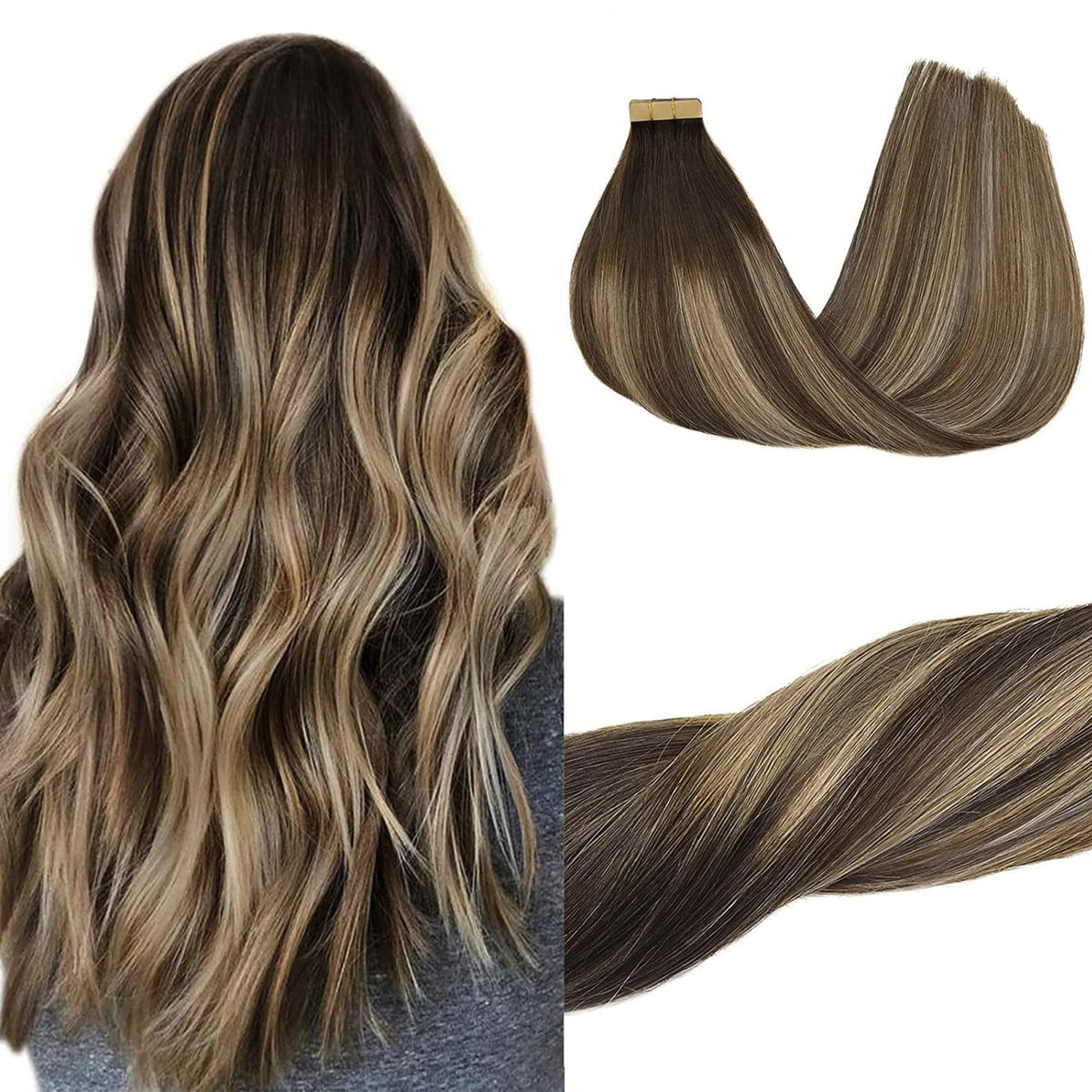 GOO GOO Tape in Hair Extensions, 26&quot; Human Hair, 4/26/4 Balayage, 60g