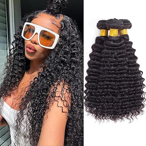 FASHION VILA 12A Deep Wave Human Hair Bundles 14&quot; - Unprocessed Brazilian Virgin Weave