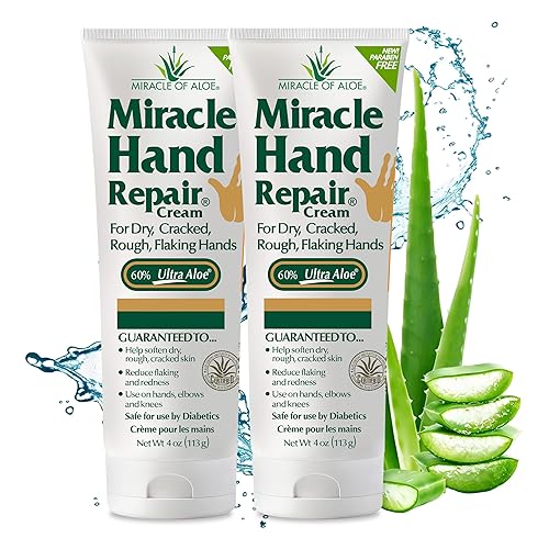 Miracle Of Aloe Miracle Hand Repair Cream 4 Oz - Healing Aloe Vera Lotion For Dry Hands (2-Pack)