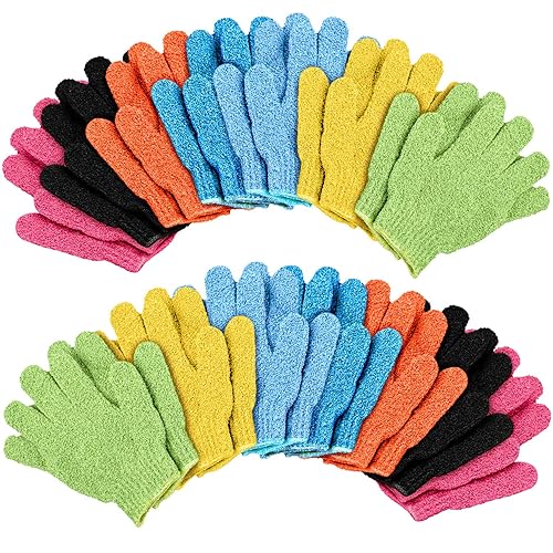 Duufin 28 Pcs Exfoliating Shower Gloves For Spa, Massage, Body Scrub & Dead Skin Removal