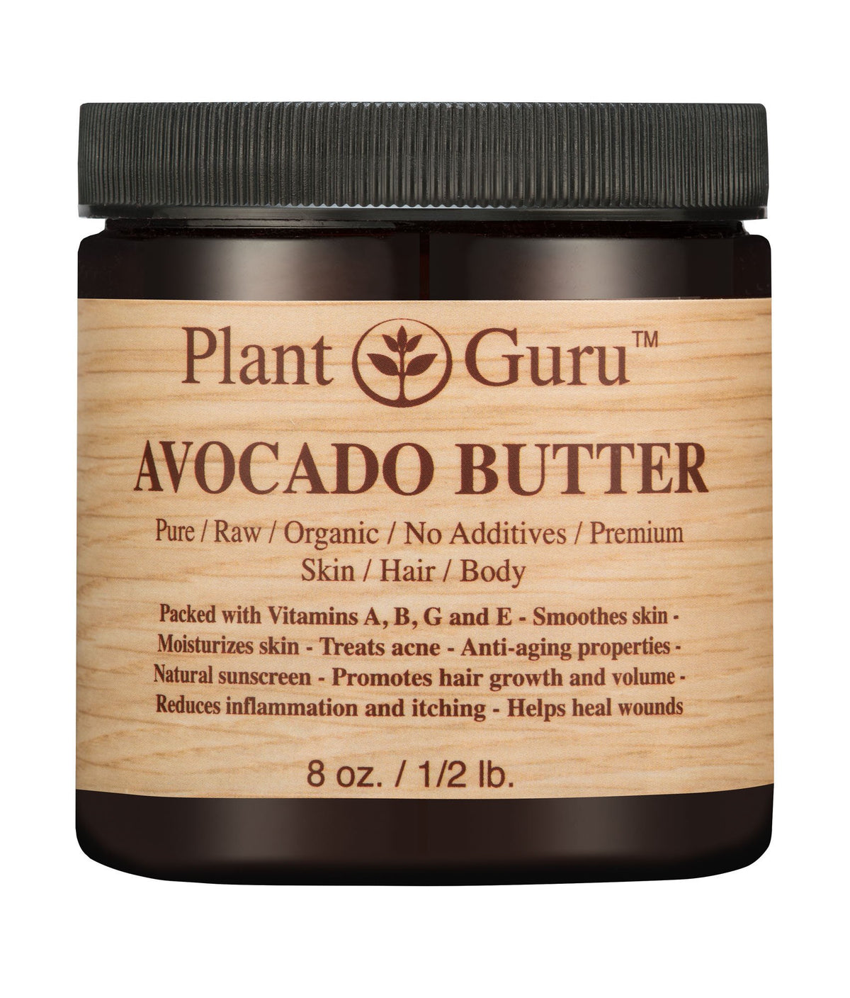 Plant Guru Avocado Body Butter 8 Oz - 100% Pure Cold Pressed Moisturizer For Skin, Hair, Nails