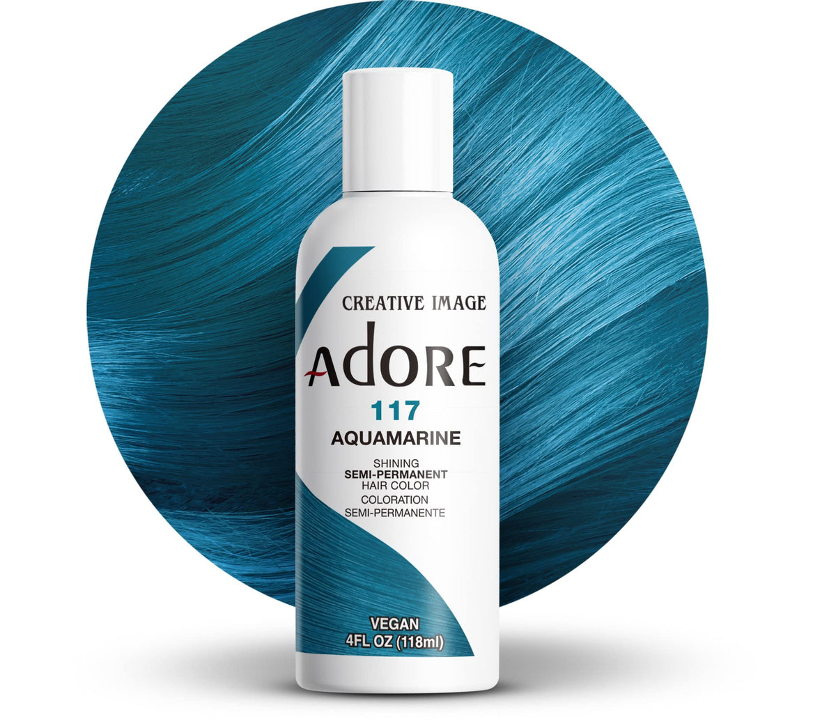 Adore Semi Permanent Hair Color 4 Fl Oz - Vegan Cruelty-Free 117 Aquamarine Hair Dye