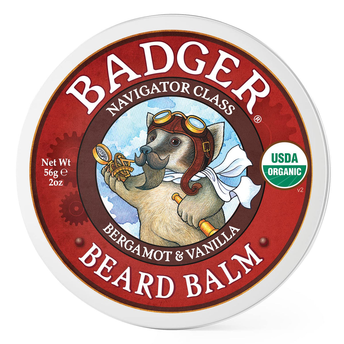 Badger Organic Beard Balm - Leave-In Conditioner & Moisturizer For Mustache, 2 Oz