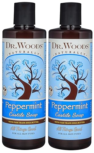 Dr. Woods Pure Castile Peppermint Soap, Organic Shea Butter, 16 Fl Oz (Pack Of 2)