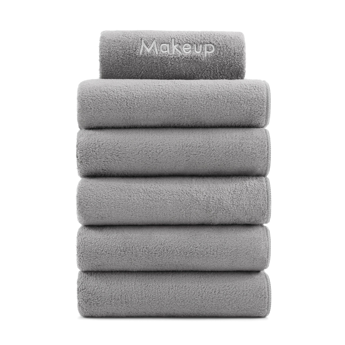 Arkwright Makeup Remover Wash Cloths - 6 Pack Ultra Soft Microfiber - Grey Fingertip Towels