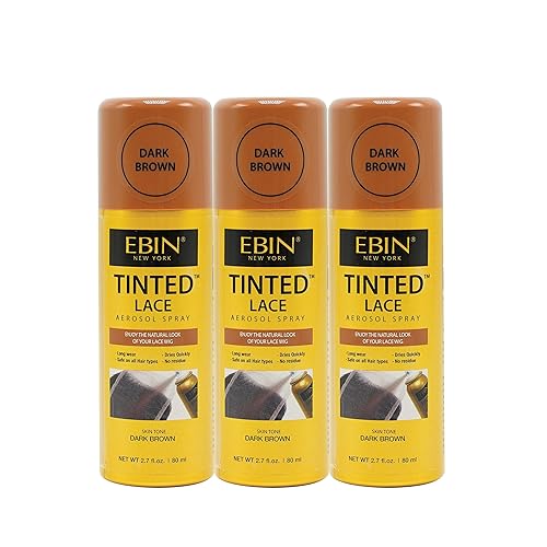 EBIN NEW YORK Tinted Lace Spray 3-Pack, Dark Brown, 2.7 oz - Quick Dry, Water Resistant