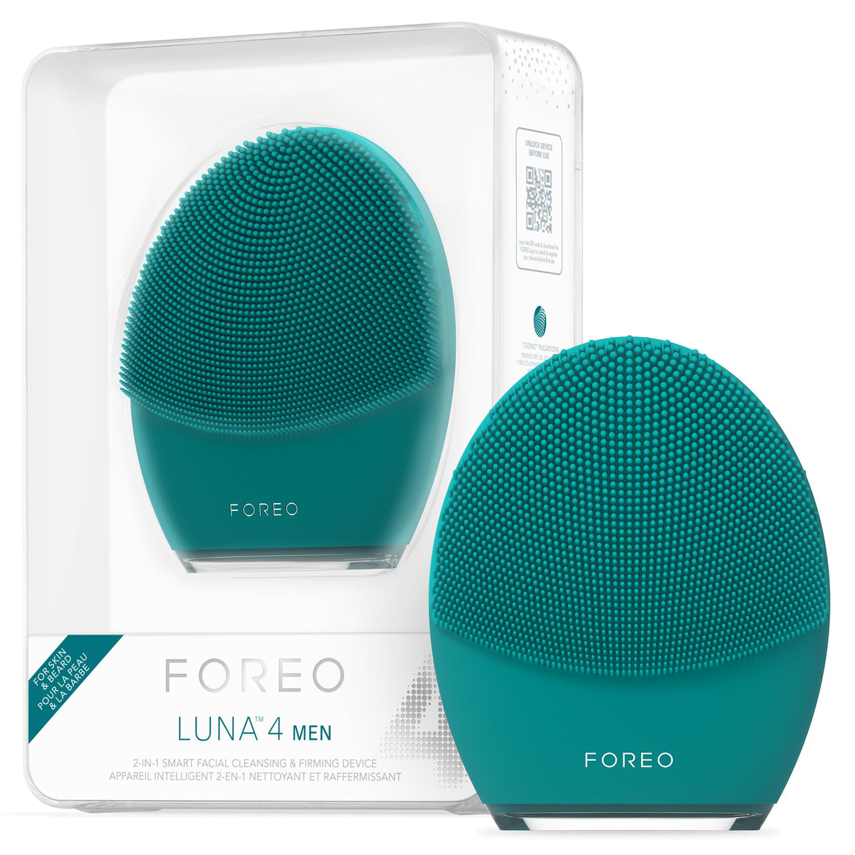 Foreo Luna 4 Men Face Cleansing Brush - Waterproof, Usb-Rechargeable, Anti-Aging Massager