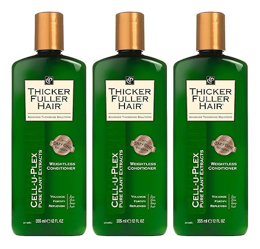 Thicker Fuller Hair Conditioner, Weightless, 12 Fl Oz, Pack Of 3 - Strengthens & Nourishes Hair