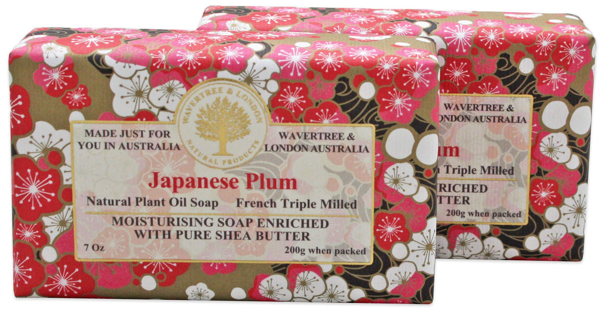 Wavertree & London Japanese Plum Moisturizing Soap Bars, 7Oz - Triple Milled & Shea Butter