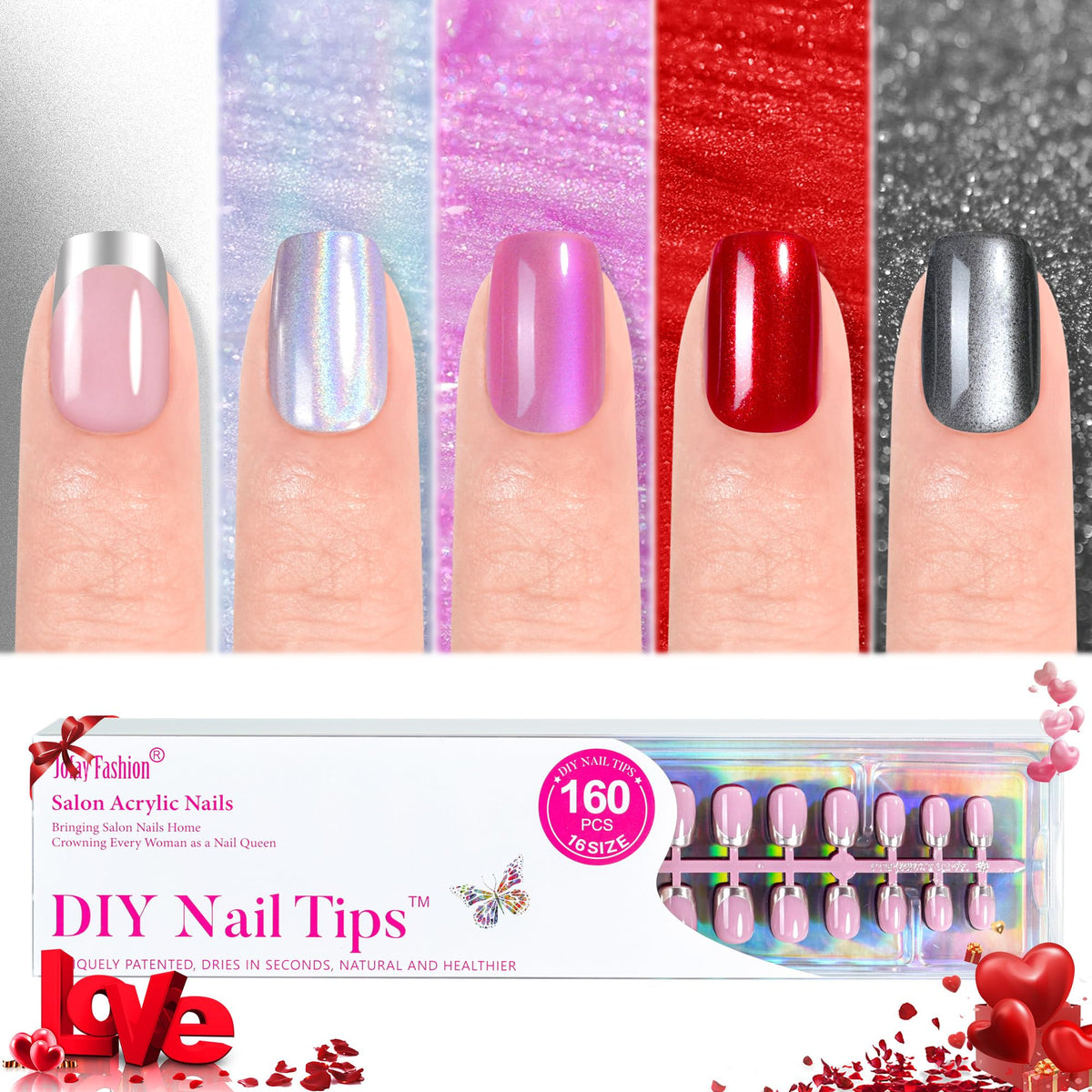 Jofay Fashion 12 Packs Press On Nails, Short Square Acrylic False Nails Set, 12 Colors