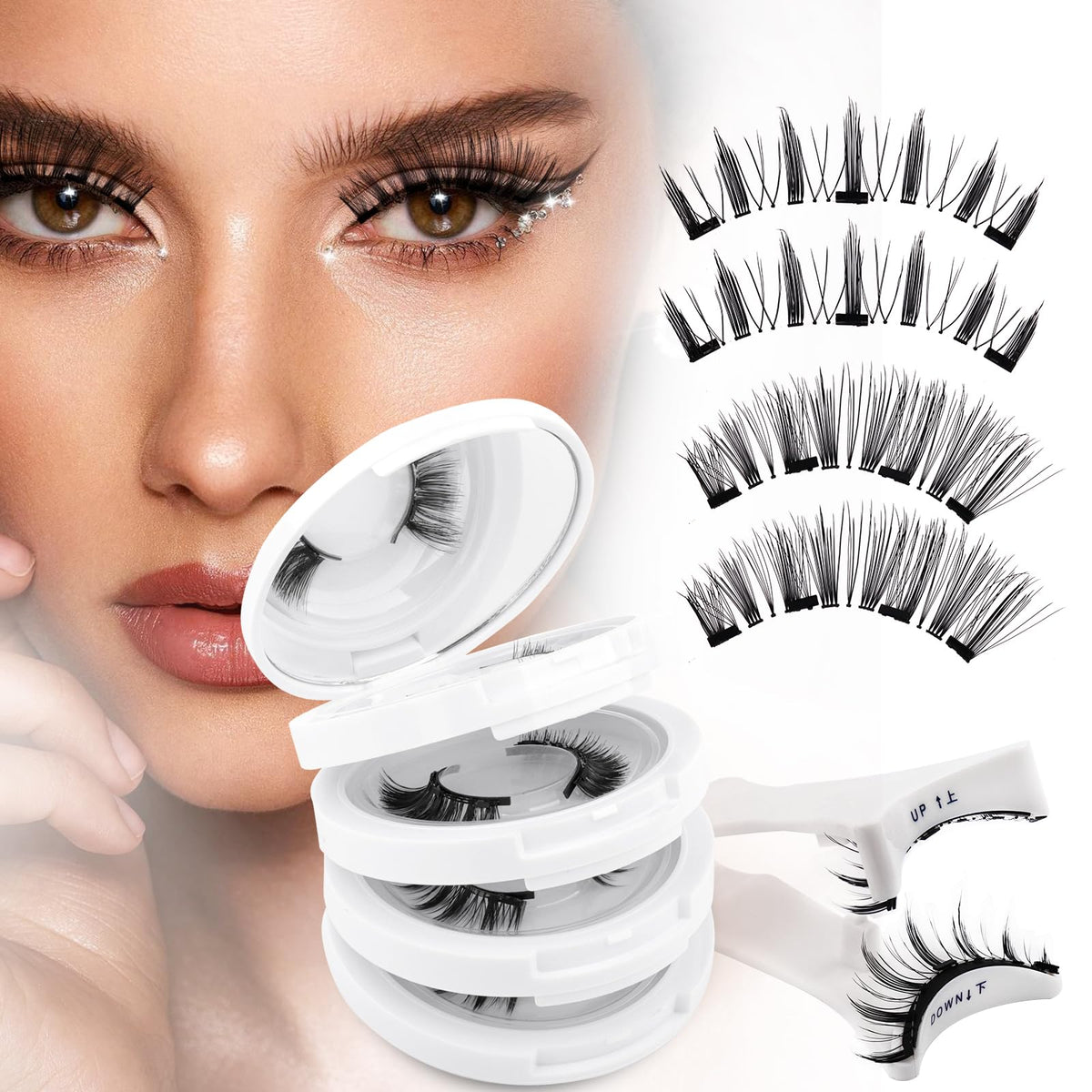 Wendy Lashes 4 Pairs Magnetic Eyelashes - Waterproof, Reusable, No Glue, Easy To Apply, Natural Look