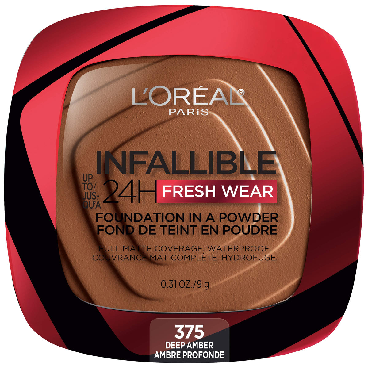 L'Oreal Paris Infallible Fresh Wear Powder Foundation, Waterproof, Deep Amber, 0.31 Oz.