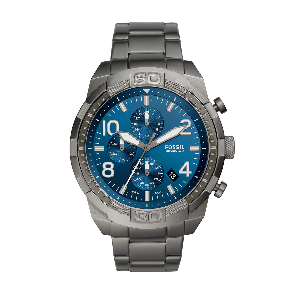 Fossil Men'S Bronson Smoke Chronograph Watch - Stainless Steel Fs5711