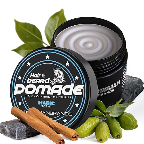 Bossman Hair & Beard Pomade - All Day Strong Hold & Moisturizing - 4Oz Magic Scent