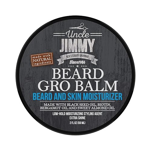 Uncle Jimmy Beard Gro Balm | Moisturizer For Softer, Thicker Beards & Mustaches, 2 Fl Oz