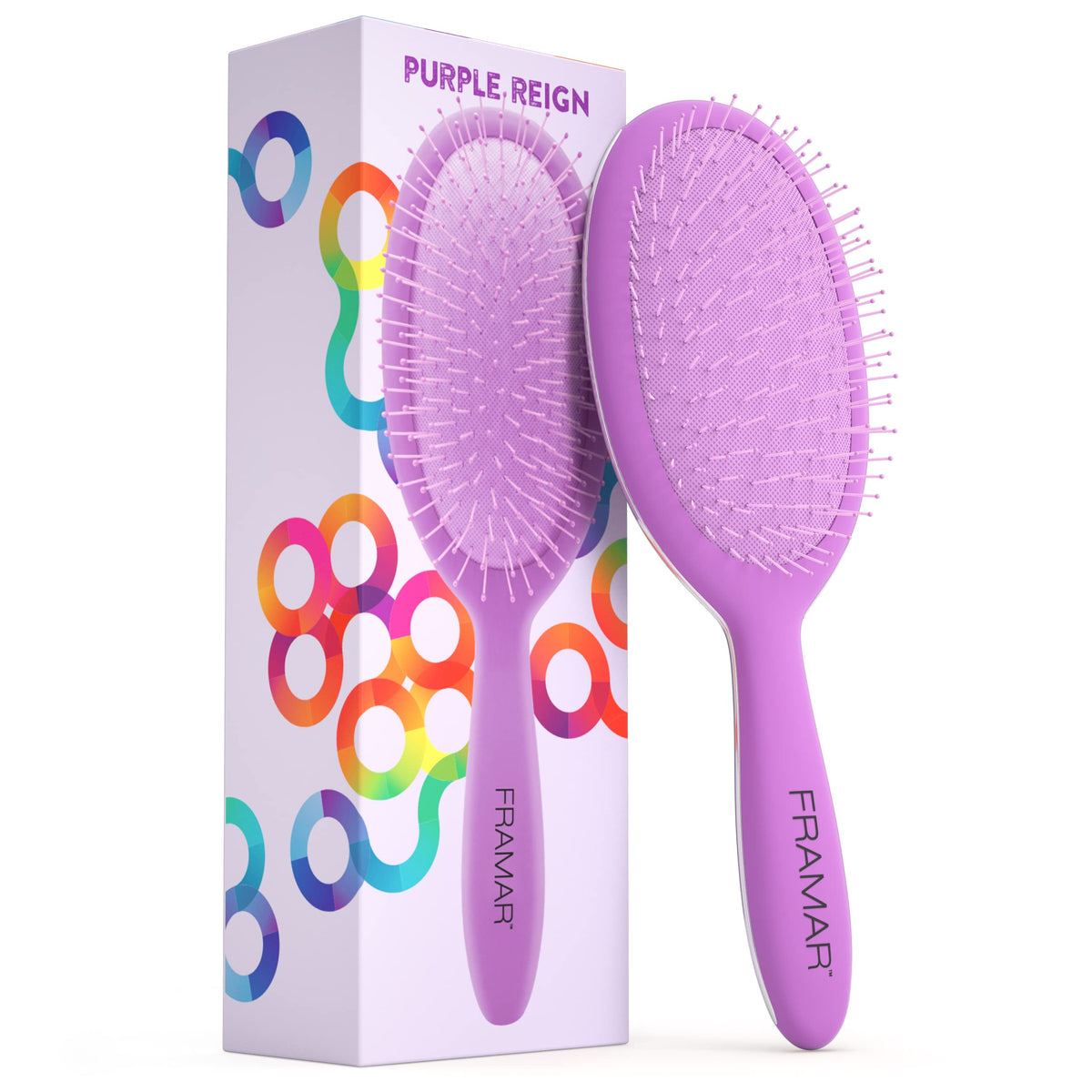 Framar Detangling Brush for Thick Curly Hair - Kids Soft Hair Brush (Purple)