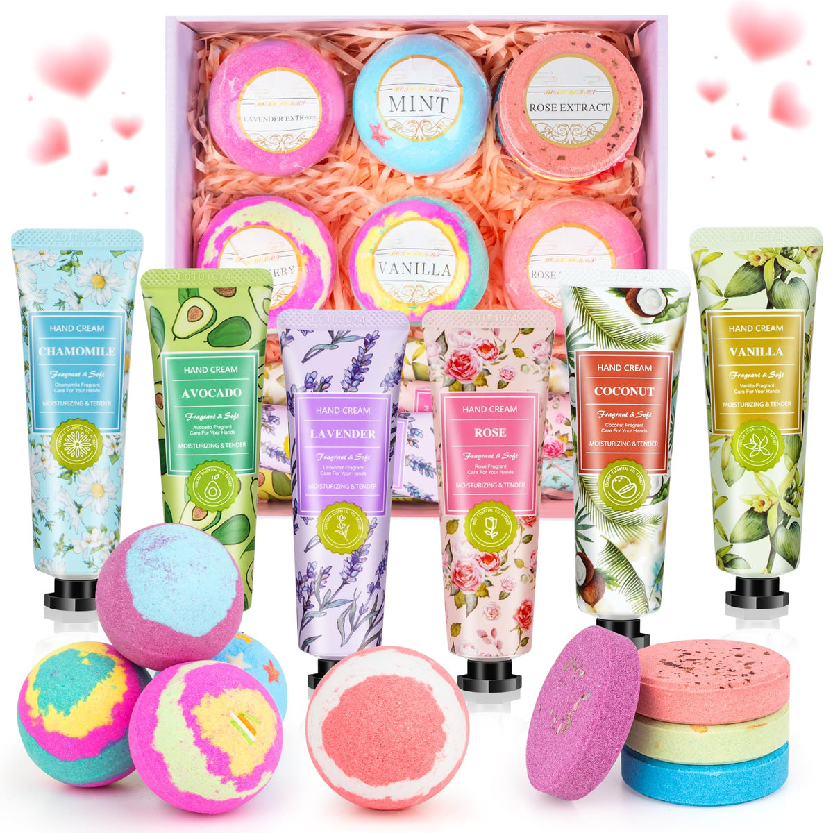 Aottom Spa Gift Basket - Unique Birthday & Christmas Gifts For Women With Hand Creams & Bath Bombs