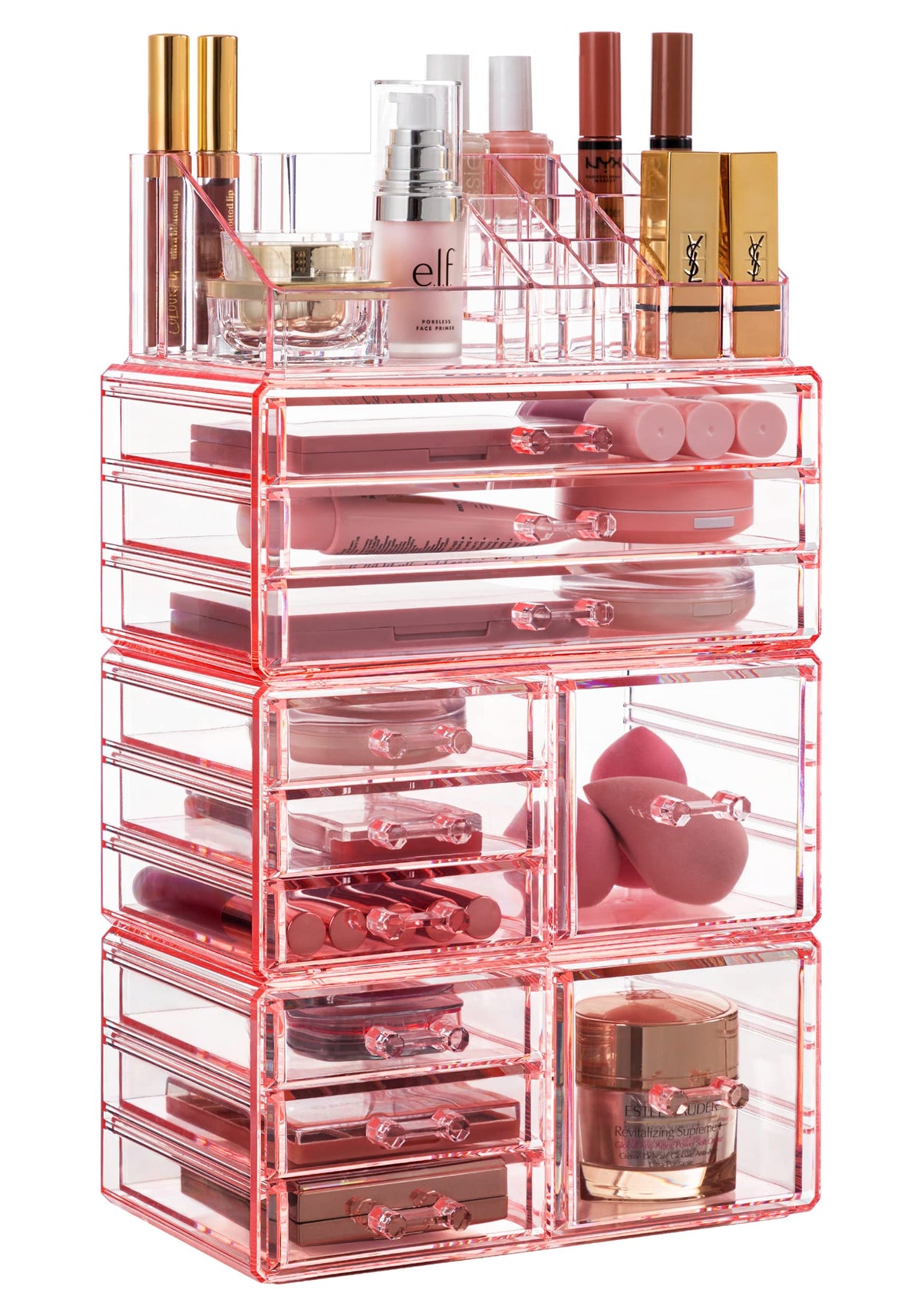 Hblife Acrylic Makeup Storage Organizer With 11 Drawers, Dustproof & Stackable, Orange