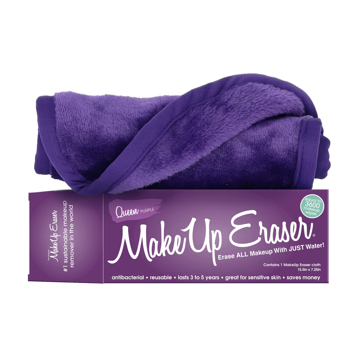 Makeup Eraser Queen Purple - Erase All Makeup With Water, Includes Waterproof Mascara & Eyeliner