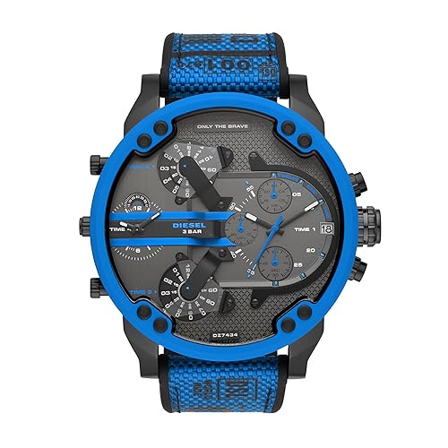 Diesel Mr. Daddy 2.0 Men'S Chronograph Watch, Blue Nylon/Silicone, Model Dz7434