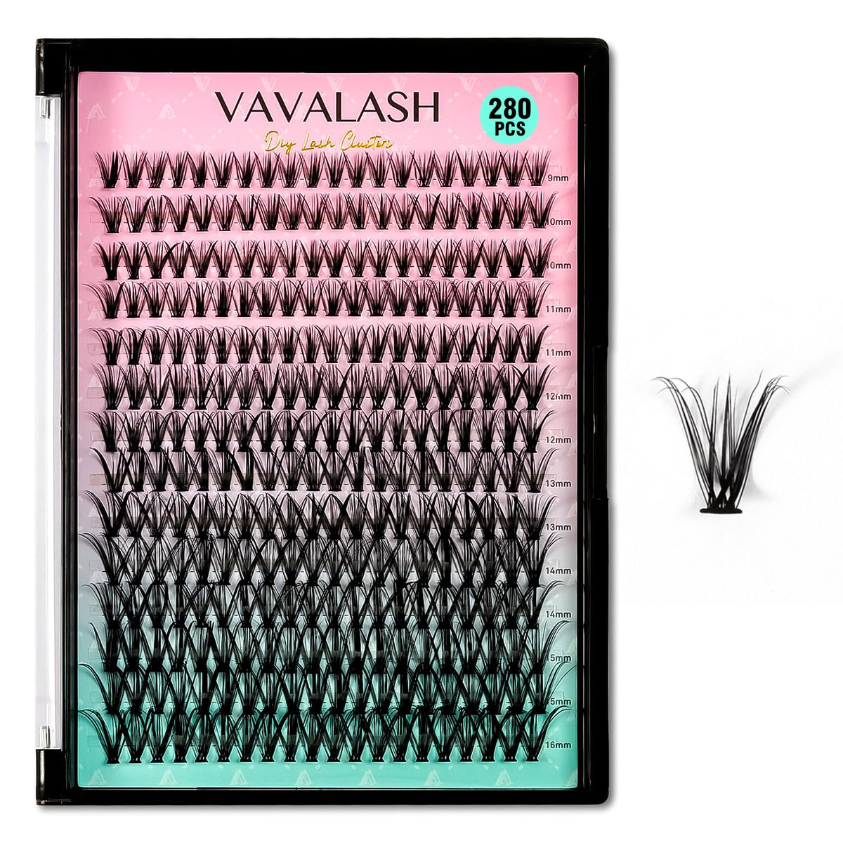 VAVALASH 30D Individual Cluster Lashes - 280 Faux Mink DIY Eyelash Extensions, Black Mix 9-16