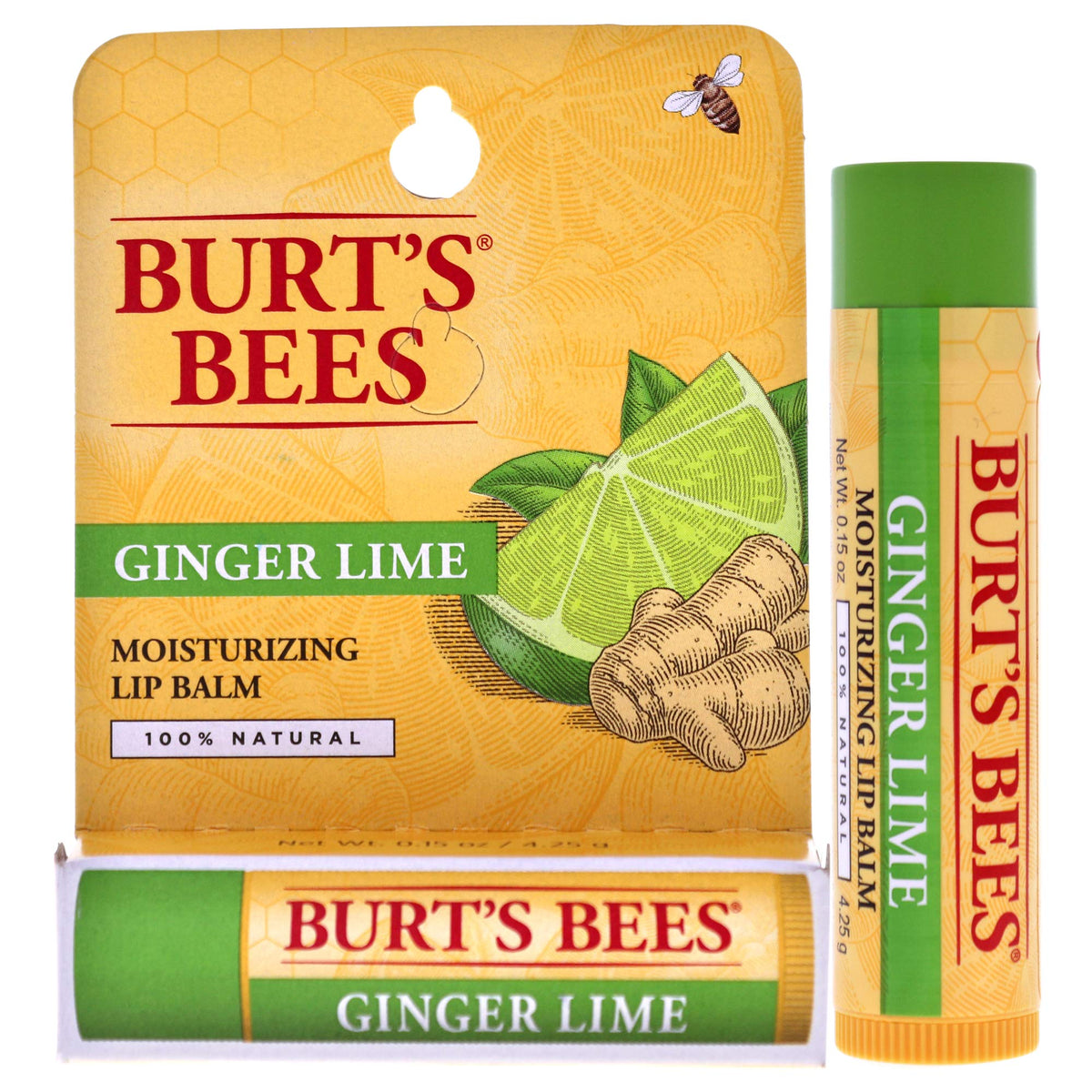 Burt'S Bees Ginger Lime Lip Balm For Unisex - 0.15 Oz Moisturizing Lip Care