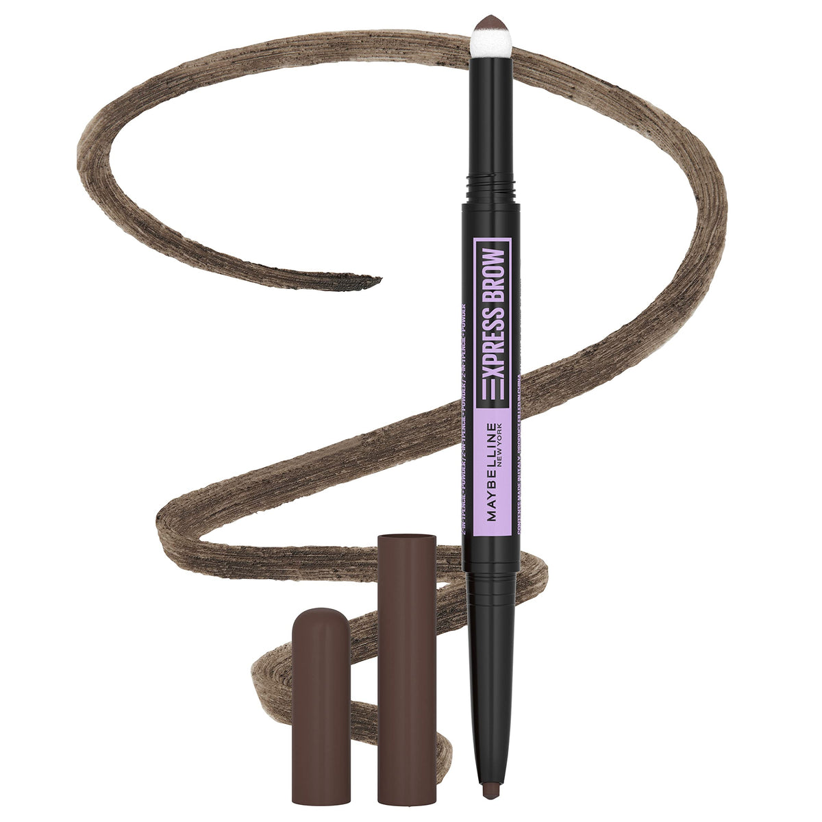 Maybelline Express Brow 2-In-1 Pencil & Powder Eyebrow Makeup, Deep Brown, 0.02 Oz