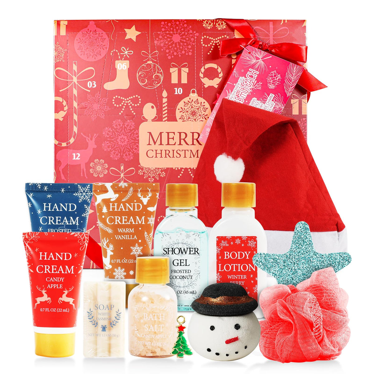 Bfflove 12-Piece Holiday Beauty Advent Calendar 2024 - Bath Gift Set & Skincare Essentials