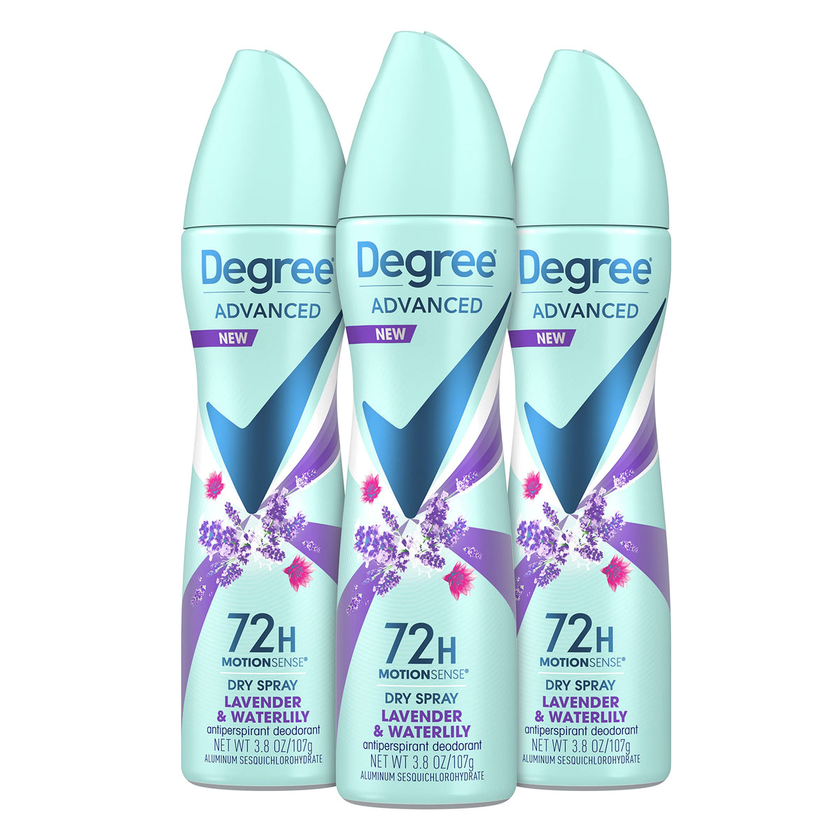 Degree Dry Spray Antiperspirant Deodorant For Women, 72-Hour Odor Protection, Lavender, 3 Count