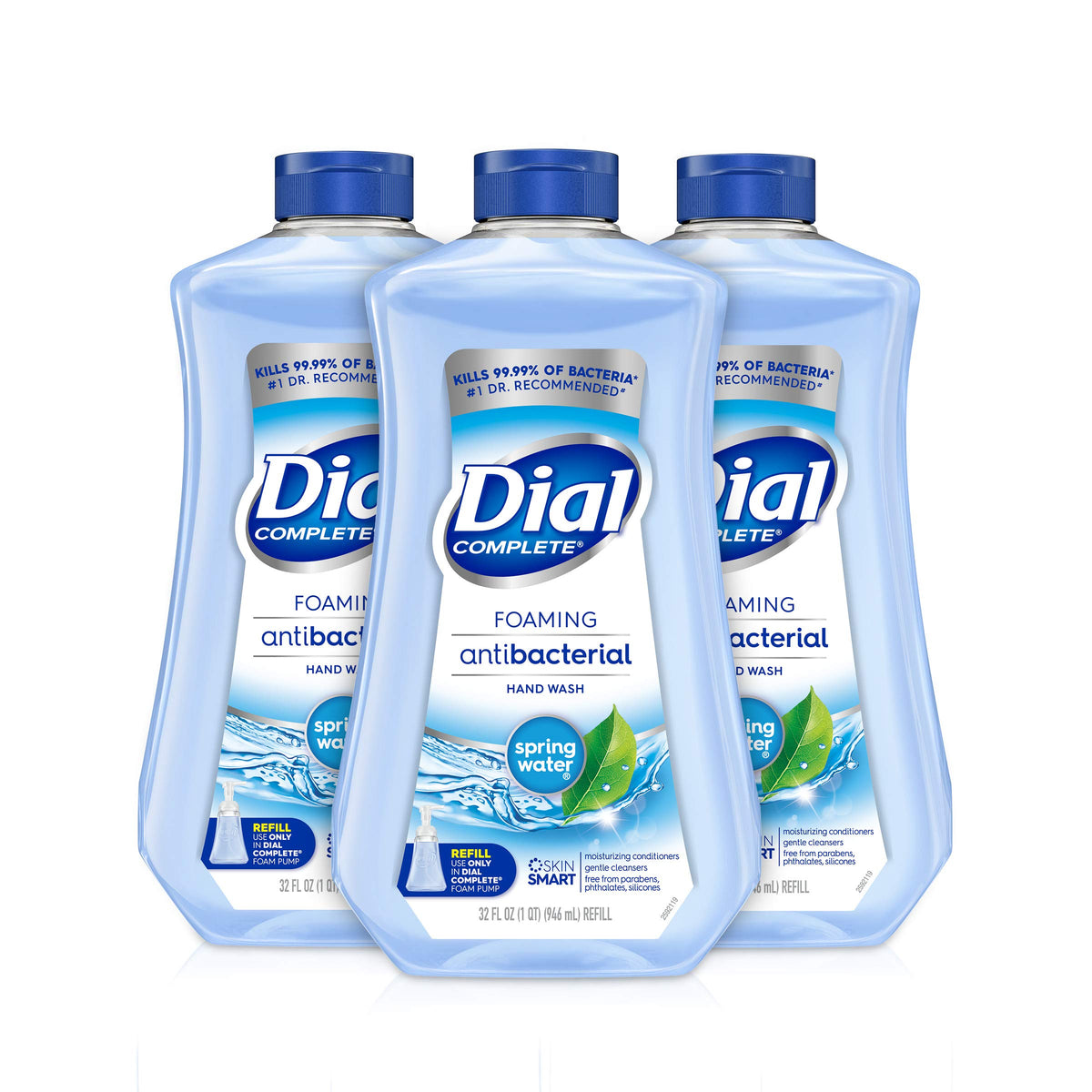 Dial Complete Antibacterial Foaming Hand Soap Refill, 32 Fl Oz, Pack Of 3 - Blue