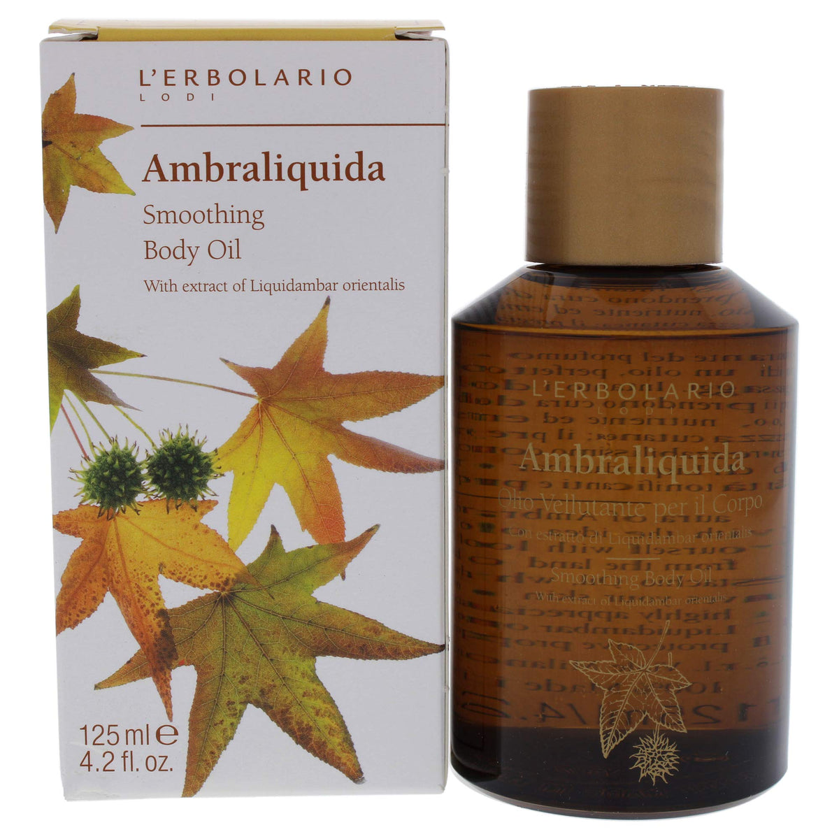 LErbolario Ambraliquida Smoothing Body Oil  Massage Oil and Dry Skin Moisturizer  Firming  AntiAging  Vitamin E and Liquidam