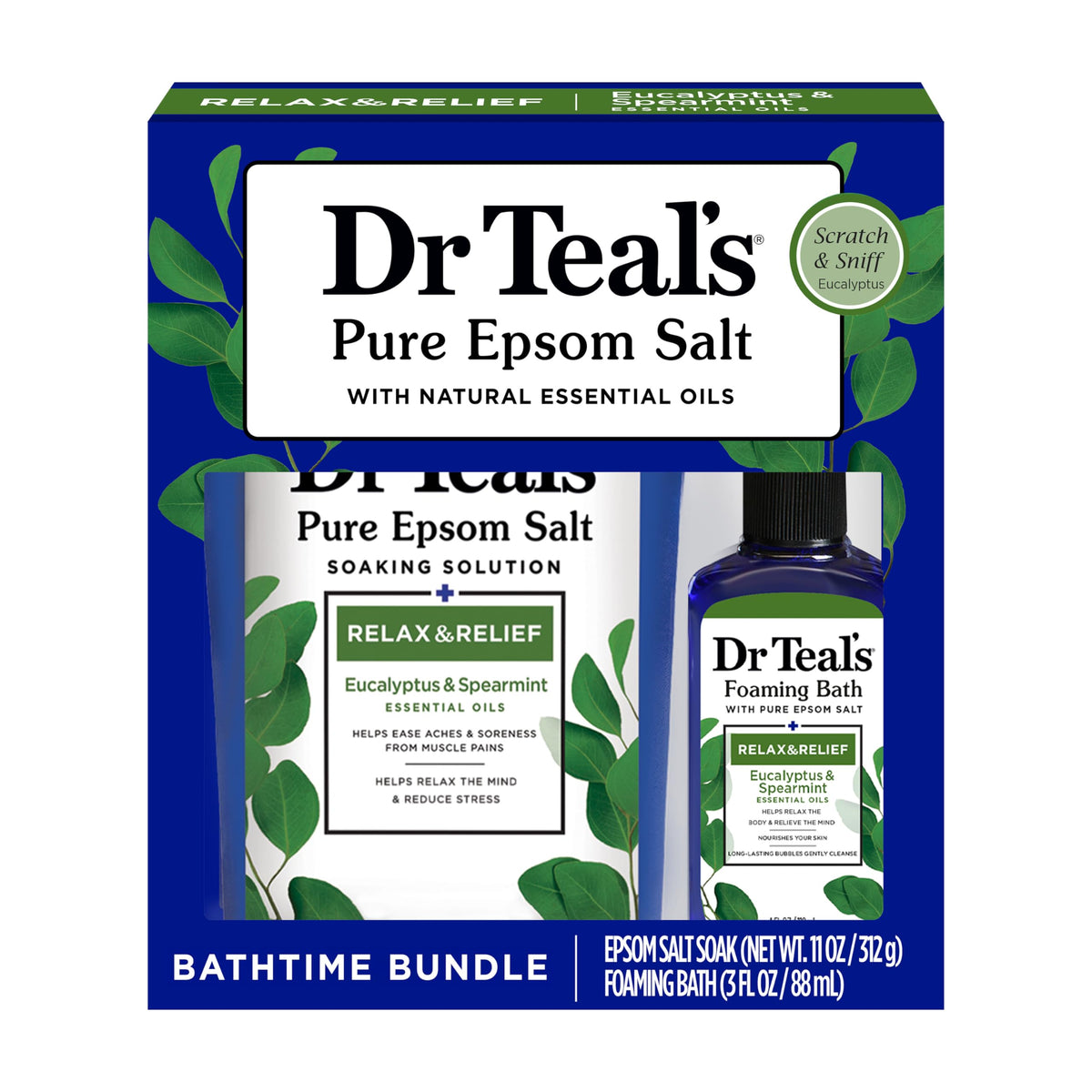 Dr Teal'S Eucalyptus & Spearmint Holiday Gift Set - 2 Piece Bath Sampler For Stocking Stuffers