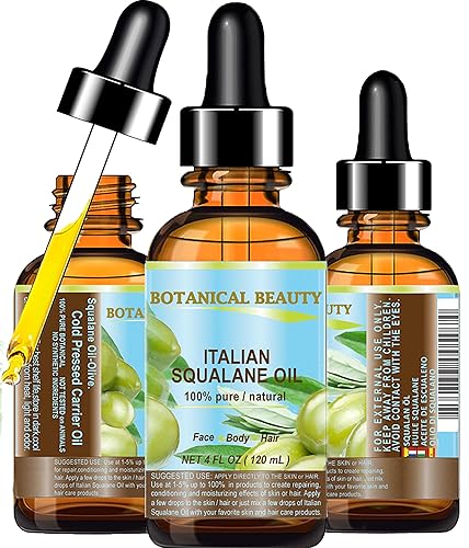 Botanical Beauty Squalane Oil - 100% Pure Natural Moisturizer For Face, Skin, Body & Hair, 4Oz